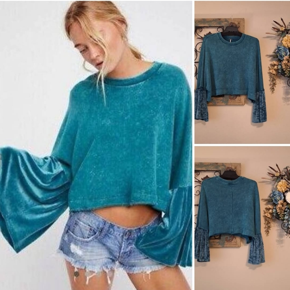 Teal Bell Sleeve Sweater